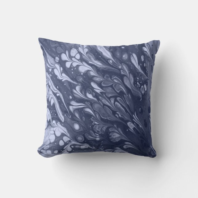 Blue leaves pattern throw pillow (Front)
