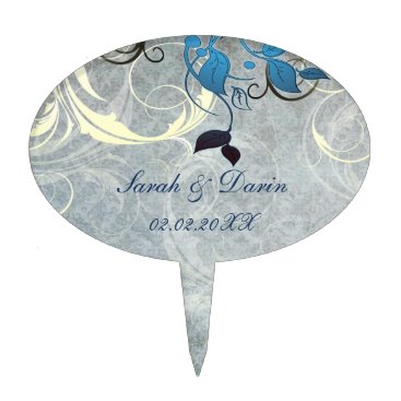 blue leaves  personalized cake picks
