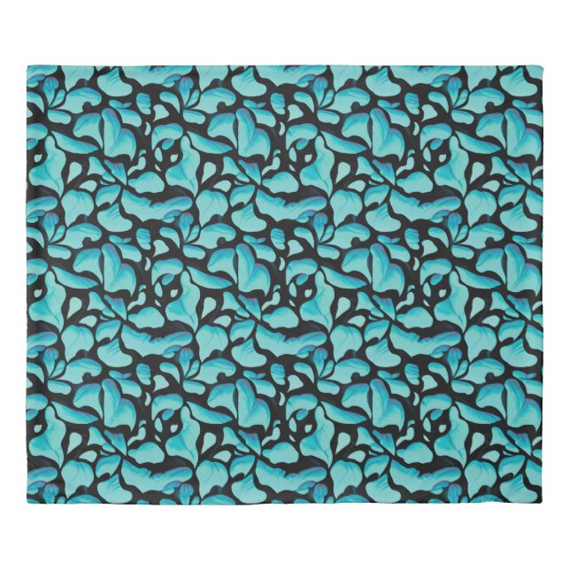 Blue Leaves - Seamless Pattern Duvet Cover (Front)