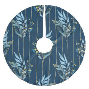 Blue Leaves Seamless Wrap Background Brushed Polyester Tree Skirt