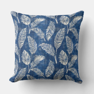 Blue Leaves Throw Pillow