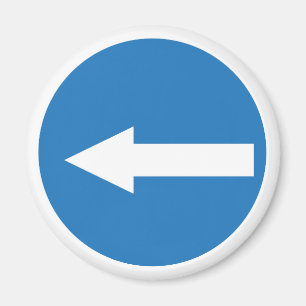 Blue Left Arrow   Traffic Road Sign   Magnet