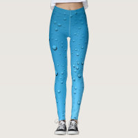 Blue Leggings Water Droplets Yoga Pants