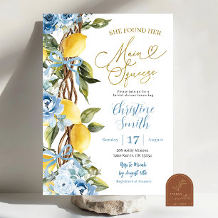 Blue Lemon and Bow Main Squeeze Bridal Shower Invitation