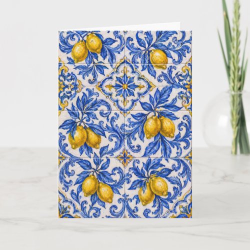 Blue Lemon Azulejo Tile Card