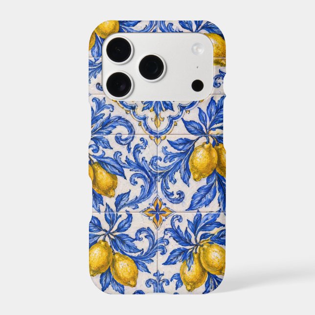 Blue Lemon Azulejo Tile iPhone Case (Back)