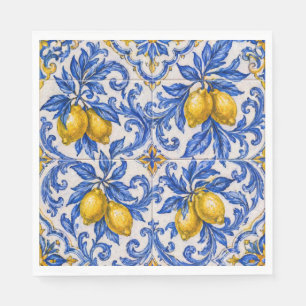 Blue Lemon Azulejo Tile Napkins