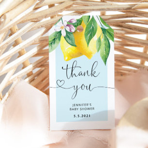 Blue Lemon baby shower thank you tag