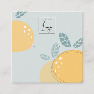 Blue Lemon Bold Fruity Abstract Earring Display Square Business Card