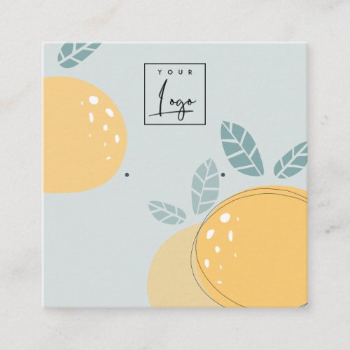Blue Lemon Bold Fruity Abstract Earring Display Square Business Card