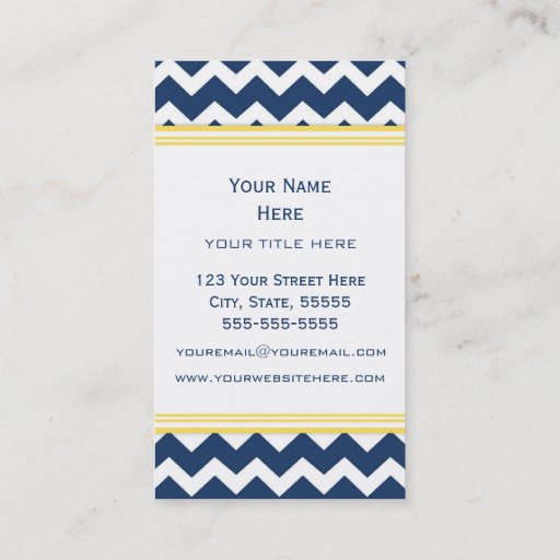 Customizable Blue Lemon Chevron Retro Business Cards