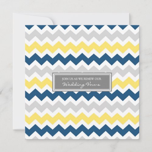 Blue Lemon Chevron Wedding Vow Renewal Invitation