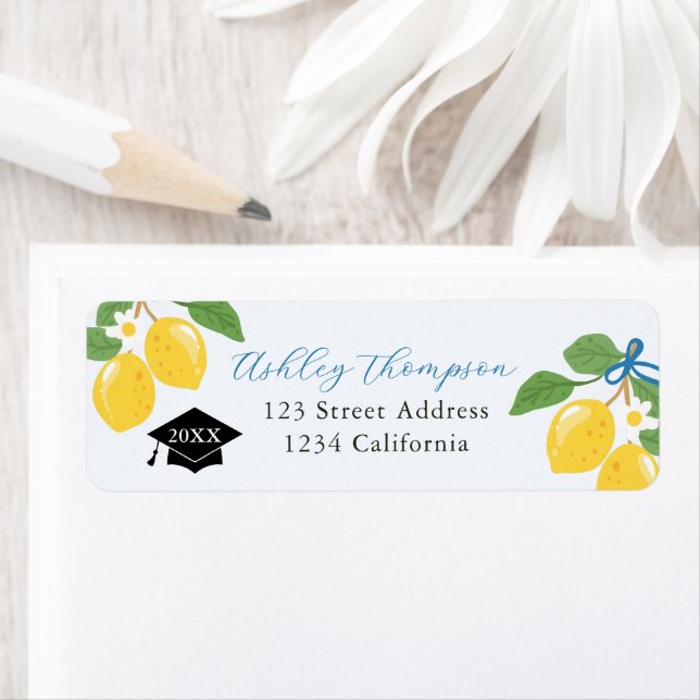 Blue Lemon Citrus Graduation Party Label (Insitu)