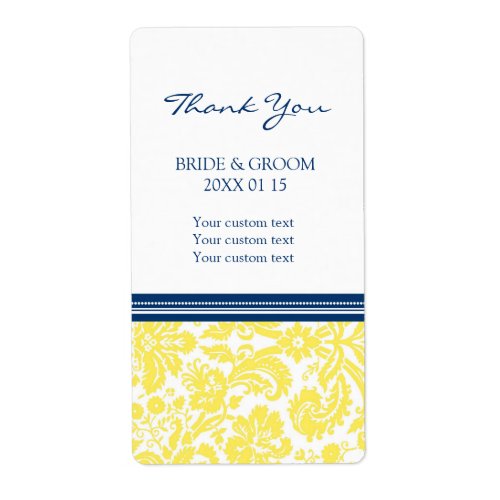 Blue Lemon Damask Pattern Wedding Labels