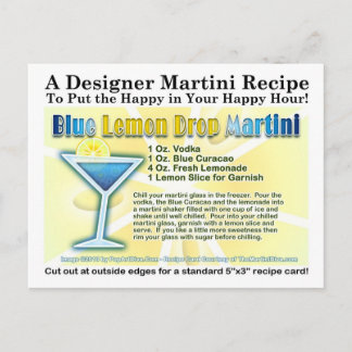 Blue Lemon Drop Martini Recipe Postcard
