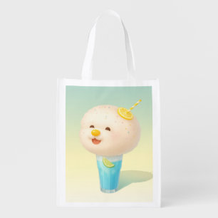 Blue Lemon Float: Smiling Bichon Cotton Candy Grocery Bag