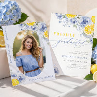 Blue Lemon Freshly Graduated Invitation