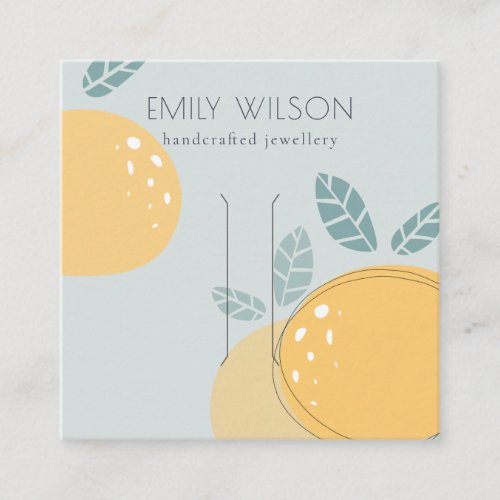Blue Lemon Fruity Abstract Bold Hair Clip Display Square Business Card