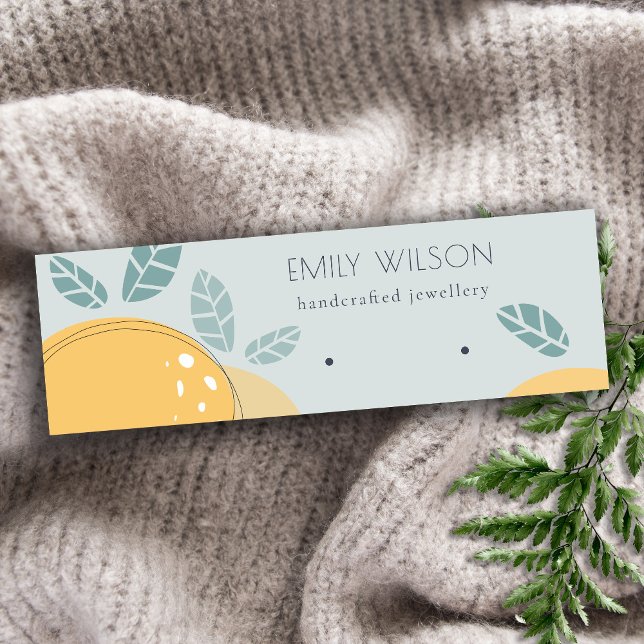 Blue Lemon Fruity Bold Abstract Earring Display Mini Business Card (Creator Uploaded)