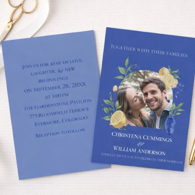 Blue Lemon Garden Wedding Invitation (Creator Uploaded)