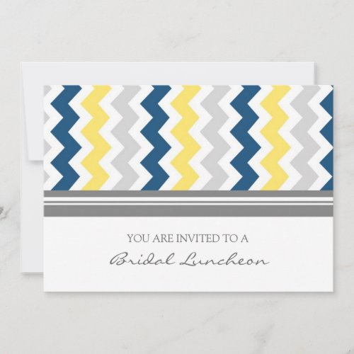 Blue Lemon Gray Chevron Bridal Lunch Invitation