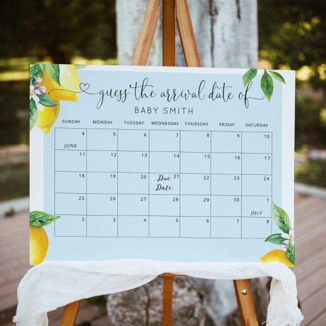 Blue lemon Guess the due Date calendar Poster (Creator Uploaded)