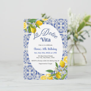 Blue Lemon Italian La Dolce Vita 30th Birthday  Invitation