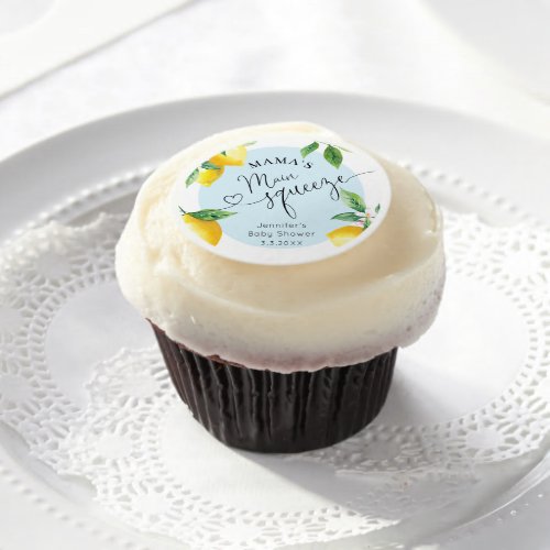 Blue lemon mamas main squeeze baby shower edible frosting rounds