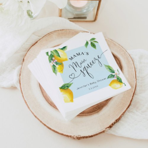 Blue lemon mamas main squeeze baby shower napkins