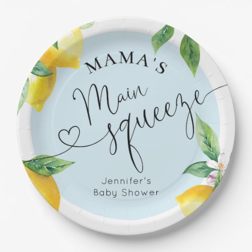 Blue lemon mamas main squeeze baby shower napkins paper plates