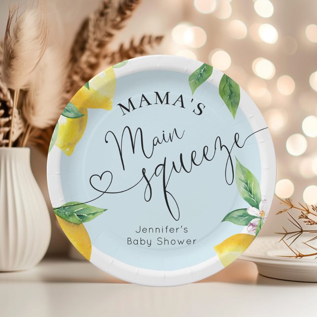 Blue lemon mamas main squeeze baby shower napkins paper plates (Creator Uploaded)
