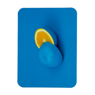 blue lemon sliced into two halves magnet