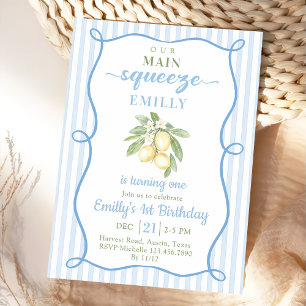 Blue Lemonade Birthday Invitation