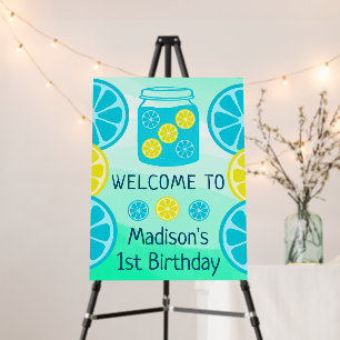 Blue Lemonade Summer Boy Birthday Welcome  Foam Board