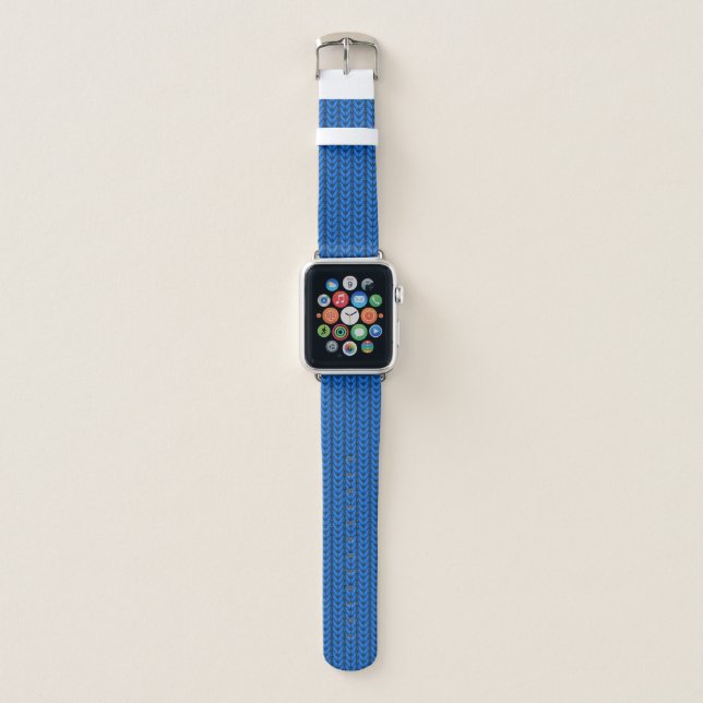 BLUE length—Stockinette Apple Watch Band (Front)