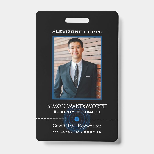 Blue Lens, Photo Security Industry ID Badge (Front)