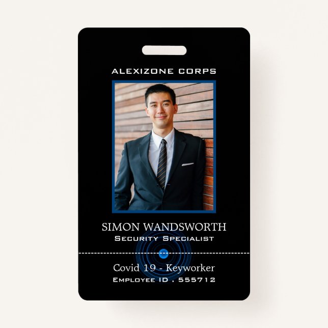 Blue Lens, Photo Security Industry ID Badge (Front)