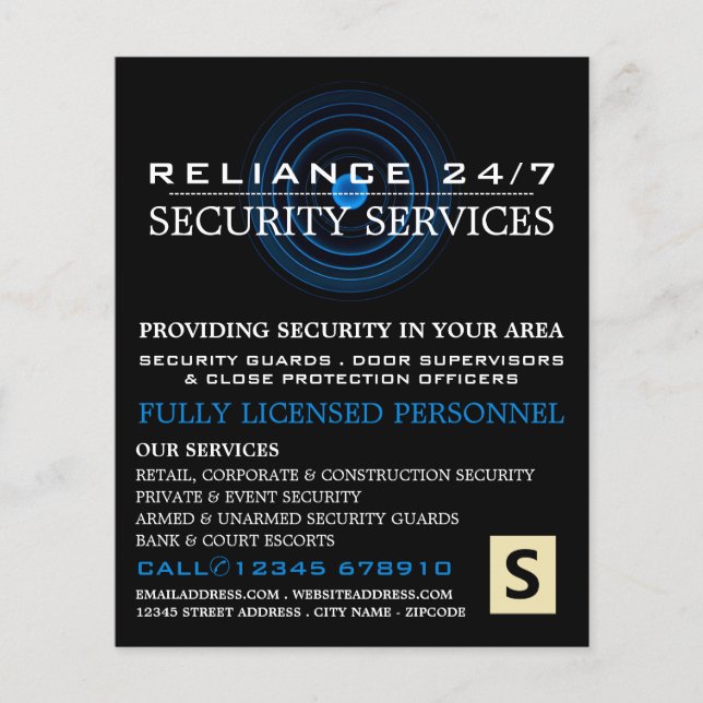 Blue Lens, Security Personnel Advertising Flyer (Front)