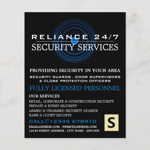 Blue Lens Security Personnel Advertising Flyer