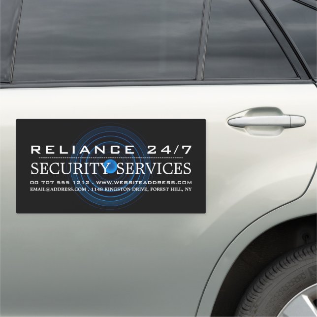Blue Lens, Security Service Car Magnet (In Situ)