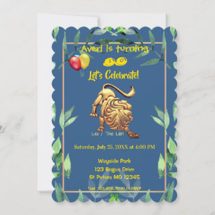 Blue Leo (July 23 – Aug 22) birthday Invitation