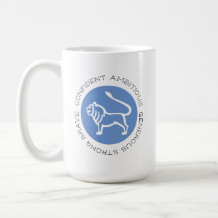 Blue Leo Zodiac Star Sign Personality Traits Coffee Mug