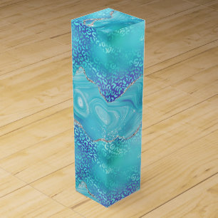 Blue Leopard Agate Glam Abstract Stone Wine Box