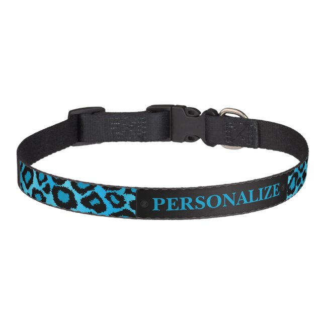 Blue Leopard Animal Print  Pet Collar (Front)