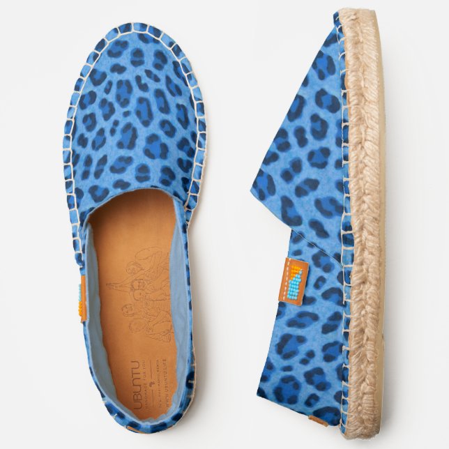 Blue Leopard Animal Print Skin Pattern Espadrilles (Side)