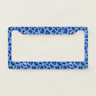 Blue Leopard Animal Print Skin Pattern License Plate Frame