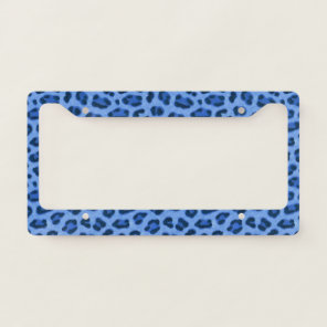 Blue Leopard Animal Print Skin Pattern License Plate Frame