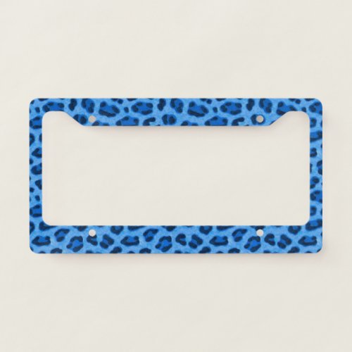 Blue Leopard Animal Print Skin Pattern License Plate Frame