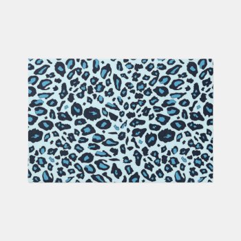 Blue Leopard Area Rug - Animal Print Pattern by inspirationzstore at Zazzle