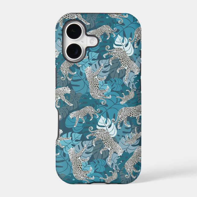 Blue Leopard Botanical Tropical Jungle Case-Mate iPhone Case (Back)